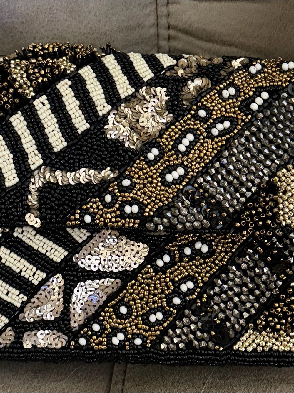 Beaded Black & Gold Shoulder Bag with Sequin Detail - Picture 3 of 3